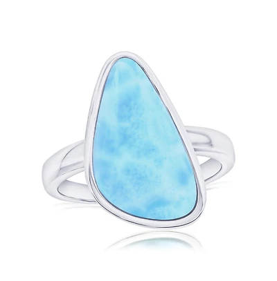 Sterling Silver, Irregular-Shaped Larimar Ring