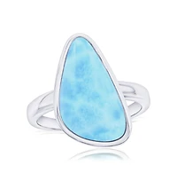 Sterling Silver, Irregular-Shaped Larimar Ring