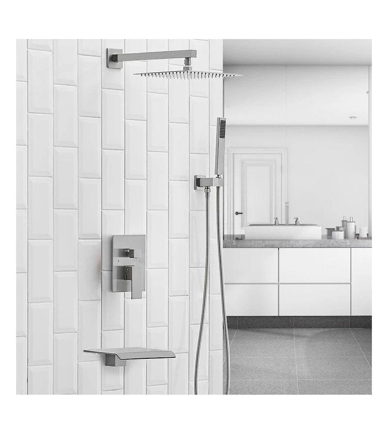 Greenspring 3-Spray Patterns With 2.5 Gpm in. Showerhead Wall Mounted Dual Shower Heads Valve Brushed Nickel