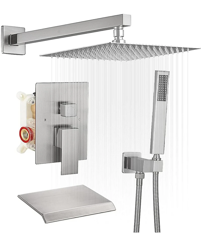 Greenspring 3-Spray Patterns With 2.5 Gpm in. Showerhead Wall Mounted Dual Shower Heads Valve Brushed Nickel