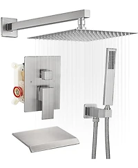 Greenspring 3-Spray Patterns With 2.5 Gpm in. Showerhead Wall Mounted Dual Shower Heads Valve Brushed Nickel