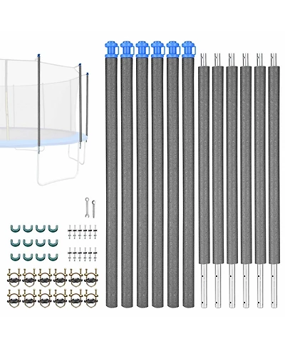 Yescom Universal Trampoline Replacement Enclosure Poles Accessories with Clamp and Hardware Fits 6 Straight Poles Trampoline