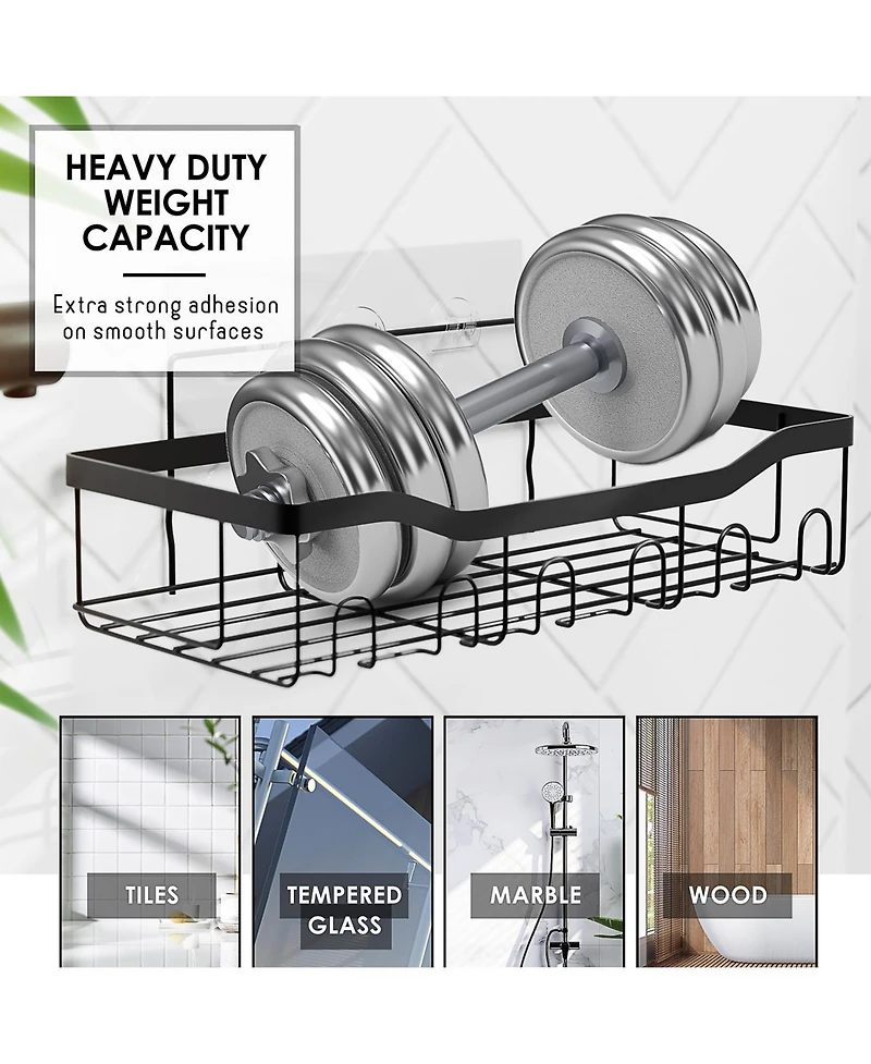 Complete Bathroom Decor & Accessory Set with Bath Rugs Shower Caddy