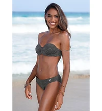 Lascana Women's Textured Bandeau Bikini Swimsuit Top Bra Sizing