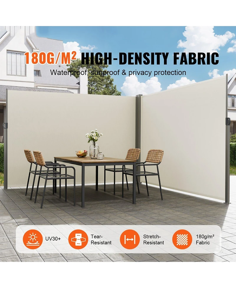 Slickblue Waterproof Retractable Side Awning Privacy Screen for Garden Patio or Balcony Use