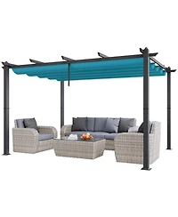 Outdoor Pergola with Adjustable Canopy Retractable Shade and Aluminum Frame