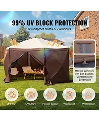 6-Sided Pop Up Gazebo Tent with Removable Privacy Cloths and Mesh Windows For Garden