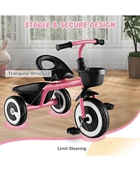 Toddler Tricycle Kids Trike with Adjustable Seat Front & Rear Storage Baskets