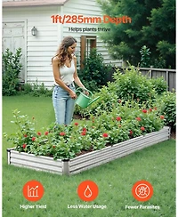 Slickblue Durable Galvanized Metal Raised Garden Bed Planter Box for Outdoor Gardening