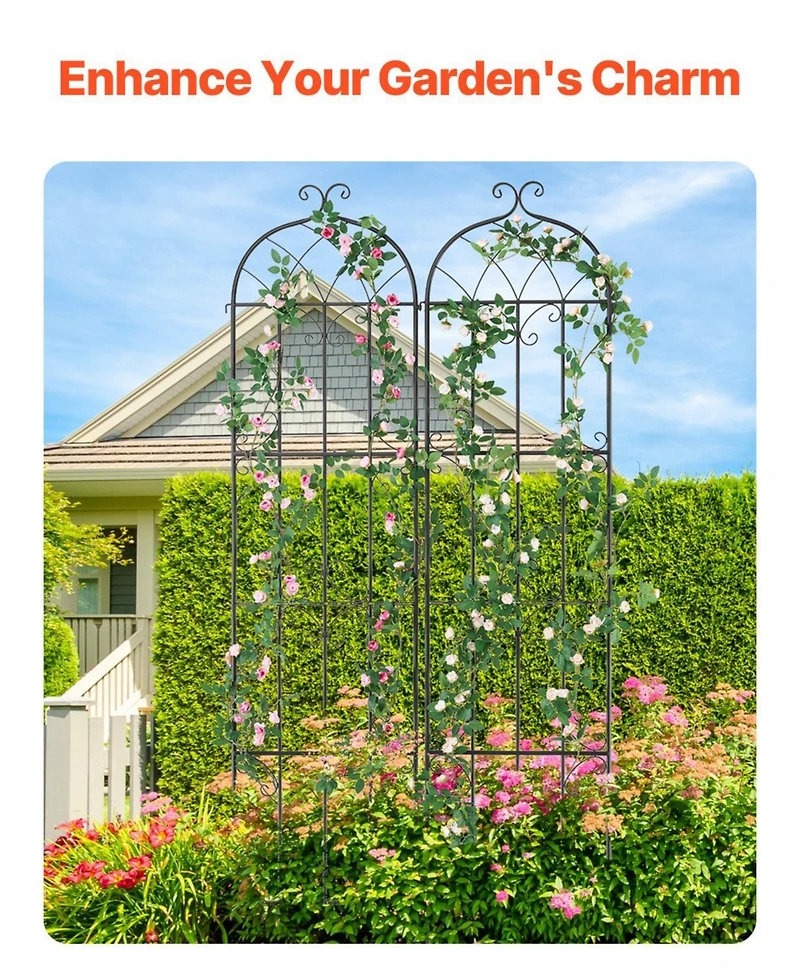 Slickblue Set of 2 Rustproof Metal Trellises for Garden Climbing Plant Support and Decoration