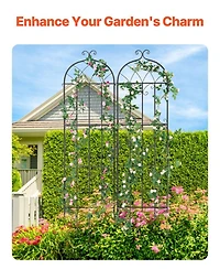 Slickblue Set of 2 Rustproof Metal Trellises for Garden Climbing Plant Support and Decoration