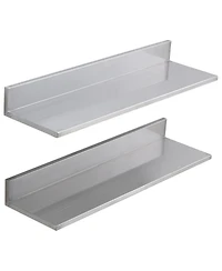 Slickblue 2 Pack Stainless Steel Wall Shelf with Backsplash 44 lbs Load for Kitchen Bar or Hotel