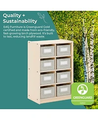 Guidecraft EdQ 8 Cubby Toy Storage Organizer 30" - Natural: Wooden Cube Bookshelf, Kids' Playroom and Bedroom with Bins