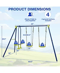 Gymax 440 lbs Swing Set 2-in-1 Kids Swing Stand w/ Two Swings & One Glider for Backyard