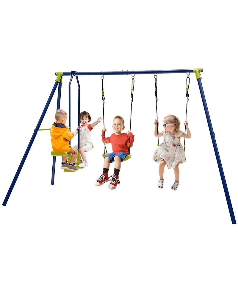 Gymax 440 lbs Swing Set 2-in-1 Kids Swing Stand w/ Two Swings & One Glider for Backyard