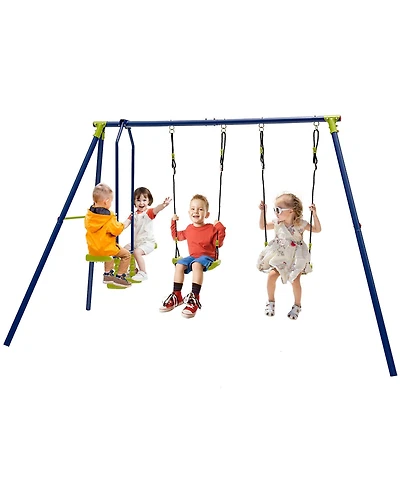 Gymax 440 lbs Swing Set 2-in-1 Kids Swing Stand w/ Two Swings & One Glider for Backyard