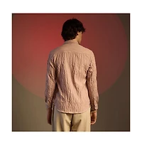 Campus Sutra Men's Salmon Pink Grain-Textured Shirt