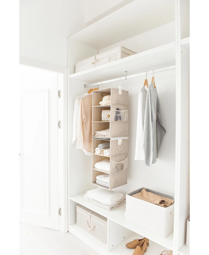 WeThinkStorage Set of 2 Attachable 3 Shelf Reinforced Hanging Closet Organizers, 50lbs Weight Capacity - Clay