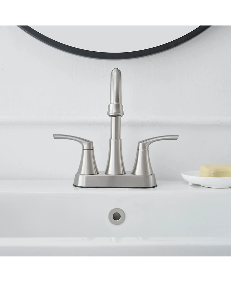 4 in. Centerset 2-Handle High-Arc Bathroom Faucet Brushed Nickel