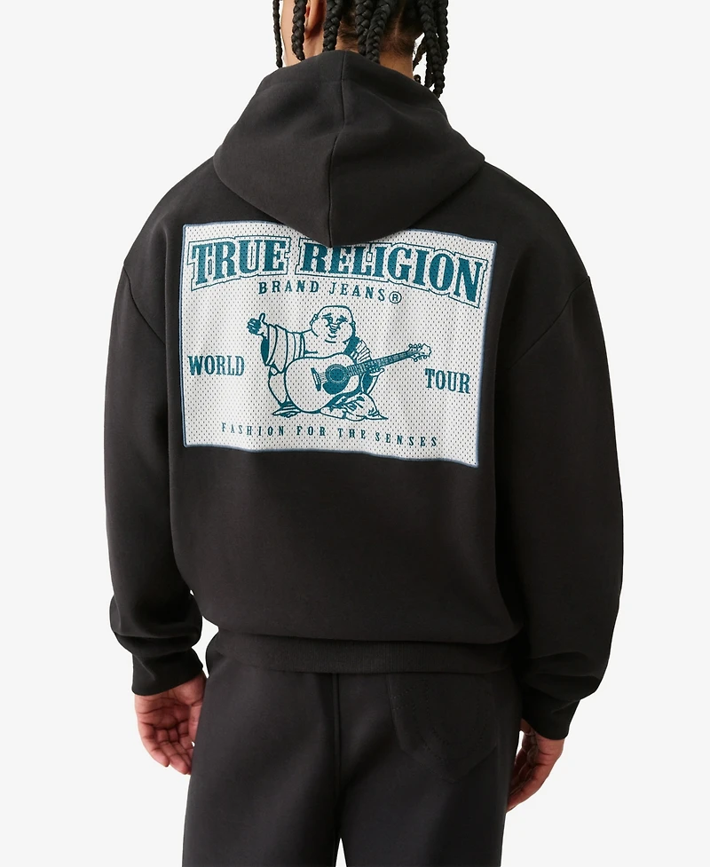 True Religion Men's Mesh Logo Pullover Hoodie