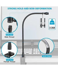 ZealSound Upgraded Metal Hose Arm, 19-inch Flexible Stand, Heavy Duty Mic & Phone Holder, 5/8" Thread