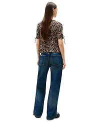 Tommy Jeans Women's Leopard-Print Tie-Sleeve Blouse