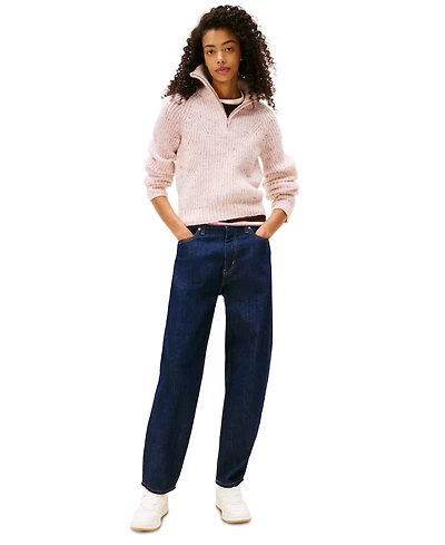 Tommy Jeans Women's Textured Quarter-Zip Long-Sleeve Sweater