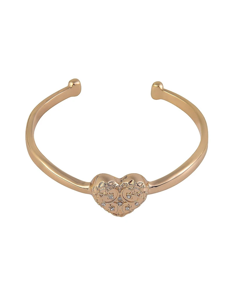 Rachel Rachel Roy Gold Tone Textured Heart Cuff Bracelet