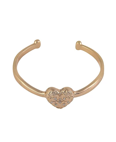 Rachel Rachel Roy Gold Tone Textured Heart Cuff Bracelet