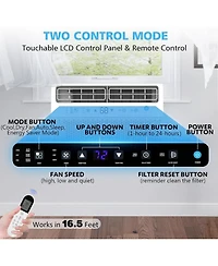 Zafro 12,000 Btu Window Ac Quiet Energy Efficient Cools up to 550 SqFt 6 in 1 Modes 3 Fan Speeds Remote Control Touch Panel for Home or Office