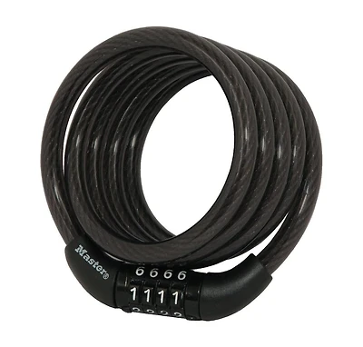 Outdoor Bike Lock Cable with Combination, 4ft Black, 8143D