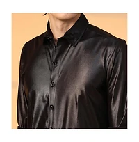 Campus Sutra Men's Obsidian Black Solid Suede Shirt