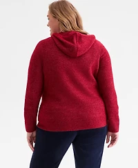 Style & Co Plus Size Zip-Front Hooded Luxsoft Sweater, Macy's Exclusive
