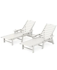 Gymax Set Of 2 Patio Chaise Lounge Chair Hdpe Outdoor Recliner w/ 4-Position Backrest