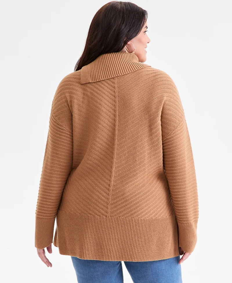 Style & Co Plus Size Envelope Neckline Tunic Sweater, Macy's Exclusive