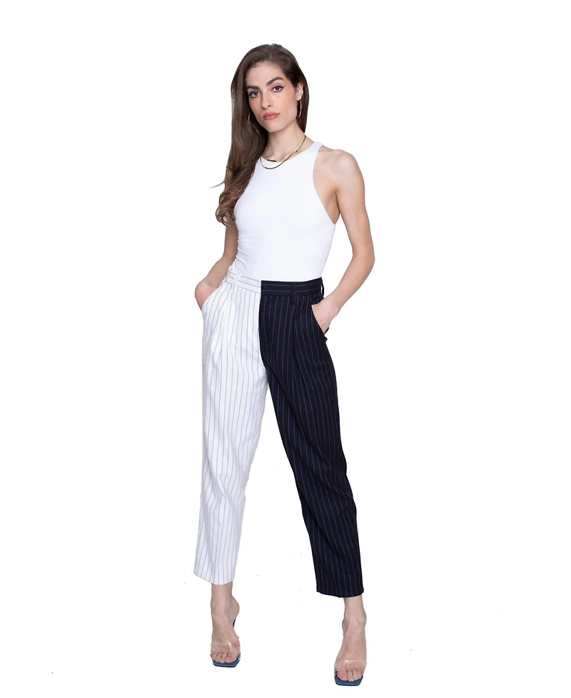 blue revival Women's Happy Hour Mix Fabric Trousers