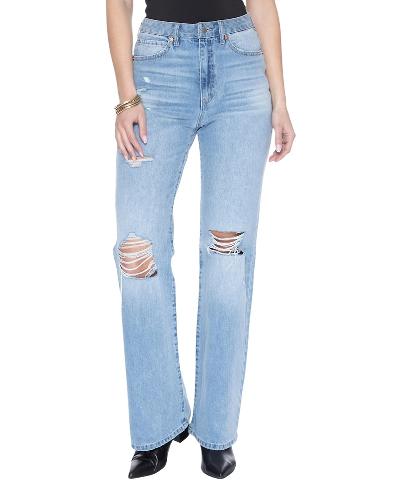 blue revival Women's Flex Back Skyscraper Wide Leg Jeans