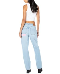 Von Dutch Women's Patched Straight-Leg Jeans