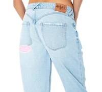 Von Dutch Women's Patched Straight-Leg Jeans