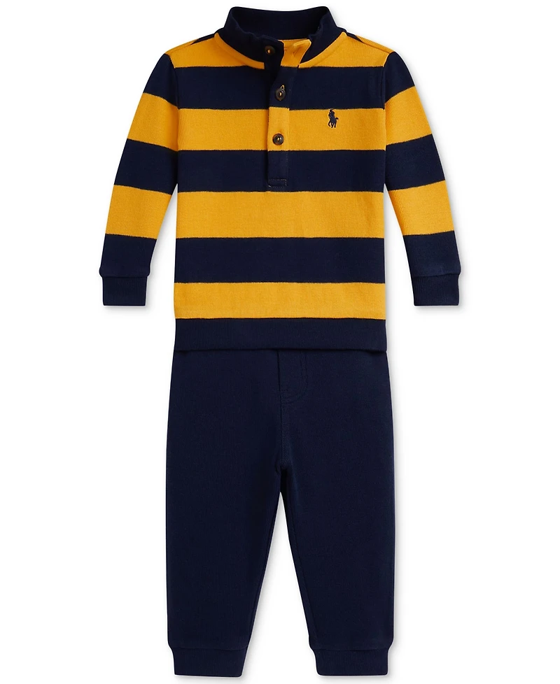 Polo Ralph Lauren Baby Boys Rib-Knit Pullover & Jogger Pant Set