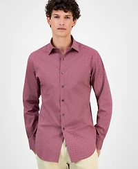 Alfani Men's Slim-Fit Spots Macro Diamond Print Dress Shirt, Macy's Exclusive