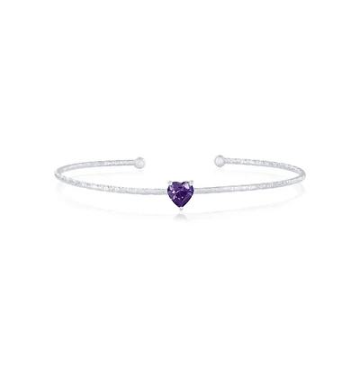 Simona Sterling Silver, Birthstone Cz Heart Bangle