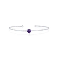 Simona Sterling Silver, Birthstone Cz Heart Bangle