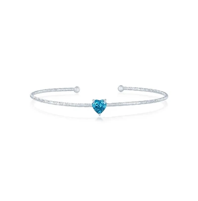 Simona Sterling Silver, Birthstone Cz Heart Bangle