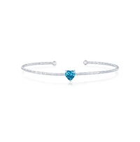 Simona Sterling Silver, Birthstone Cz Heart Bangle