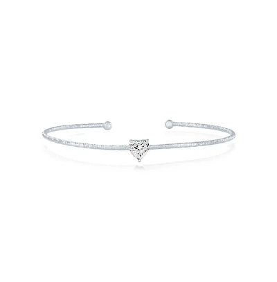 Simona Sterling Silver, Birthstone Cz Heart Bangle