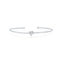 Simona Sterling Silver, Birthstone Cz Heart Bangle
