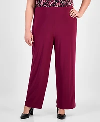 Ak Anne Klein Plus Wide-Leg Pull-On Pants