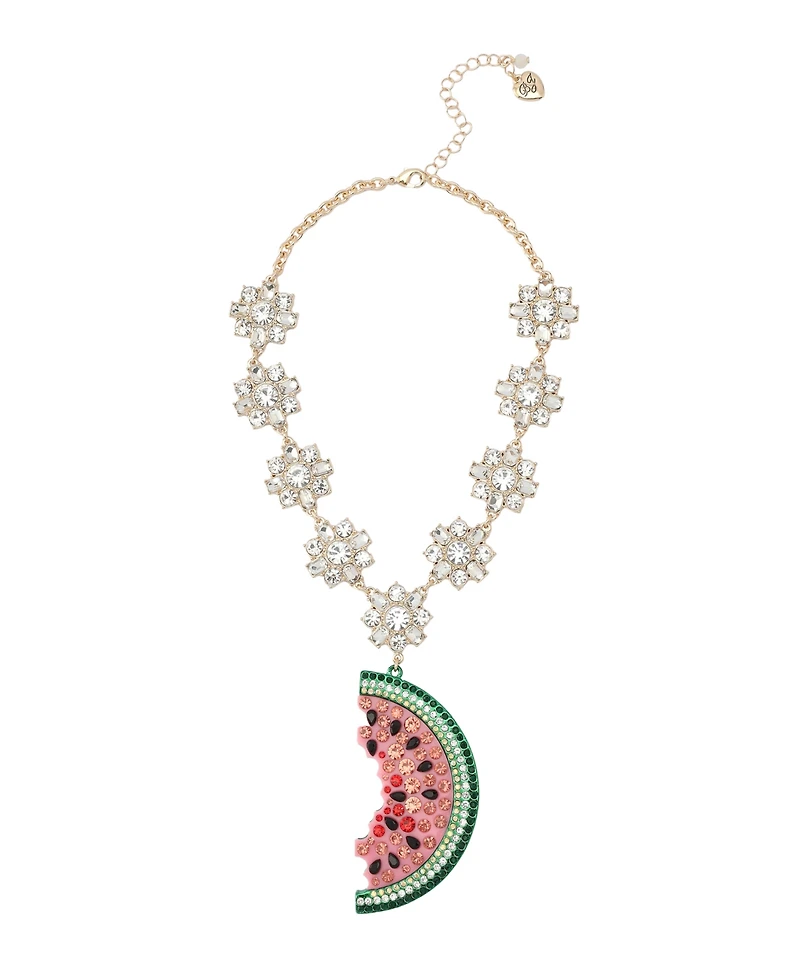 Betsey Johnson Faux Stone Backyard Watermelon Pendant Necklace