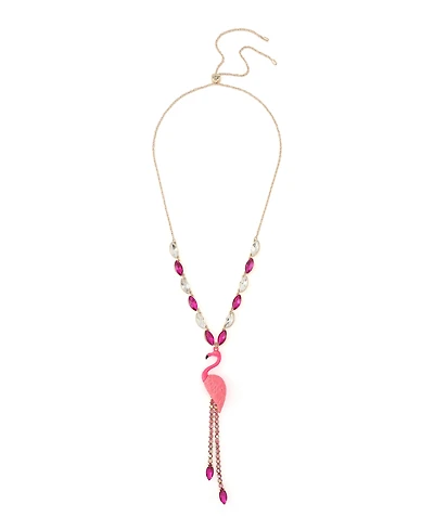 Betsey Johnson Faux Stone Backyard Flamingo Adjustable Y-Necklace